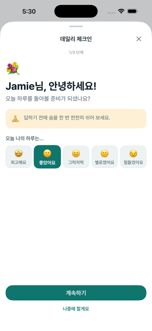 데일리 체크인 화면